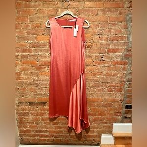 Pretty silk sheath dress with side flounce NWT
